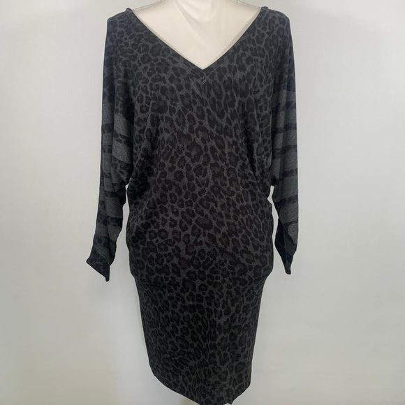 Crimson Ivy Midi Long Sleeve Fitted Leopard Dress - Picture 1 of 13
